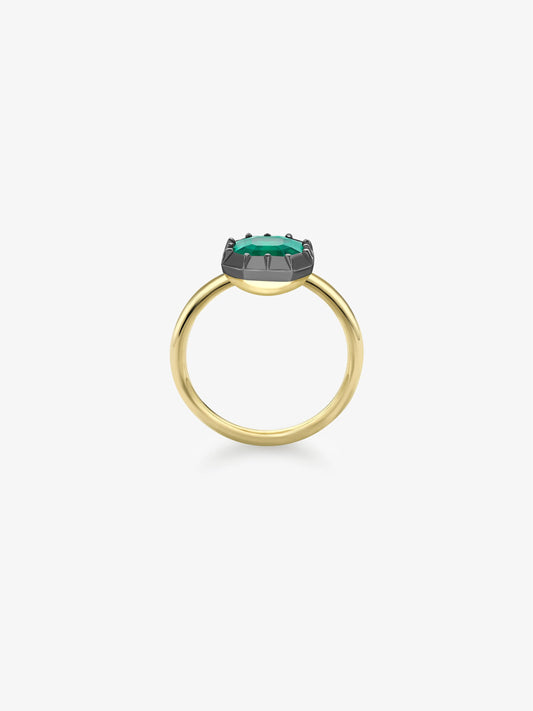 2.40ct Asscher Cut Emerald Button Back Ring View 3