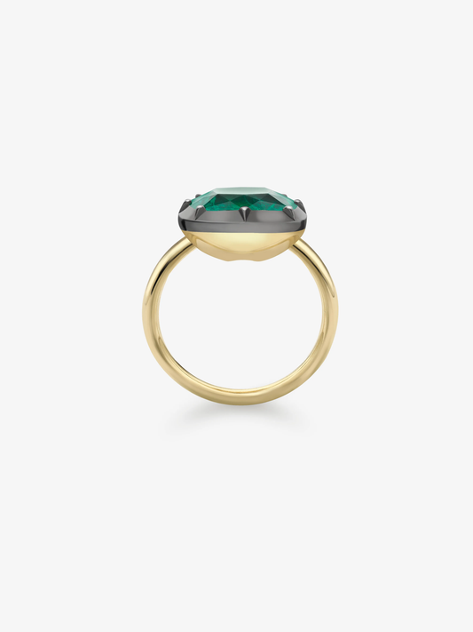5.30ct East-West Cushion Emerald Button Back Ring View 3