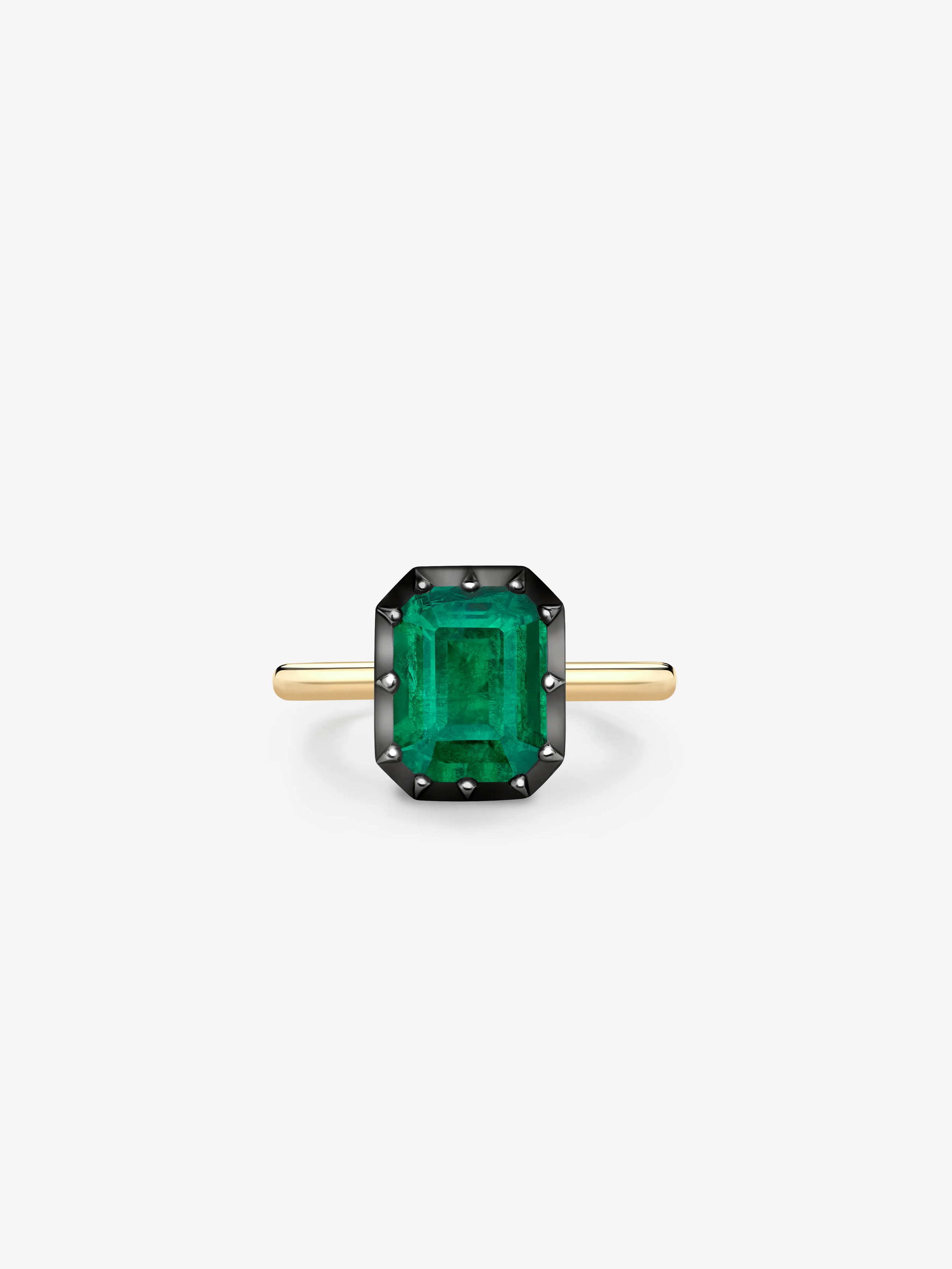 2.95ct Emerald Cut Emerald Button Back Ring View 1