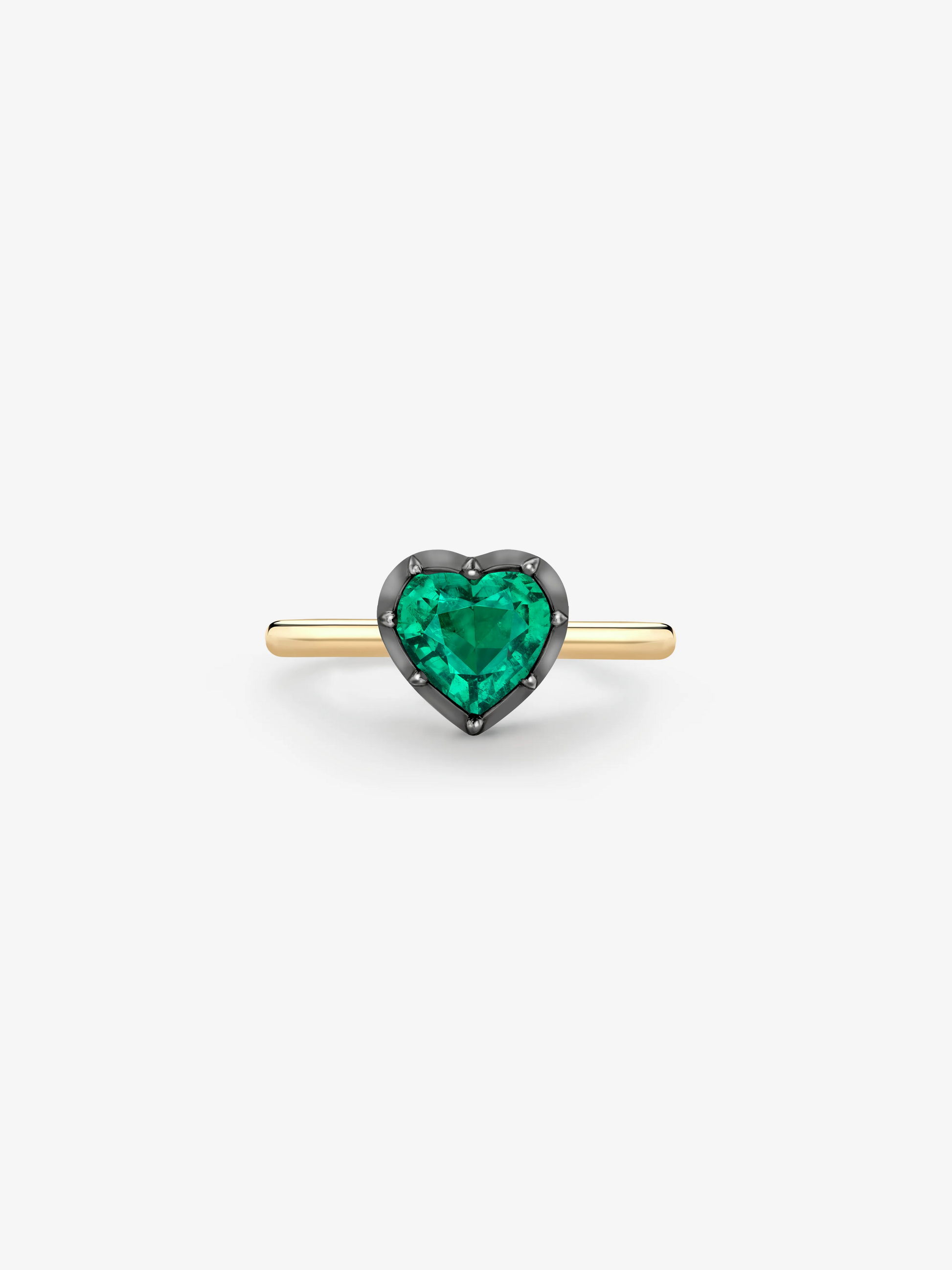 1.21ct Heart-Shaped Emerald Button Back Ring View 1