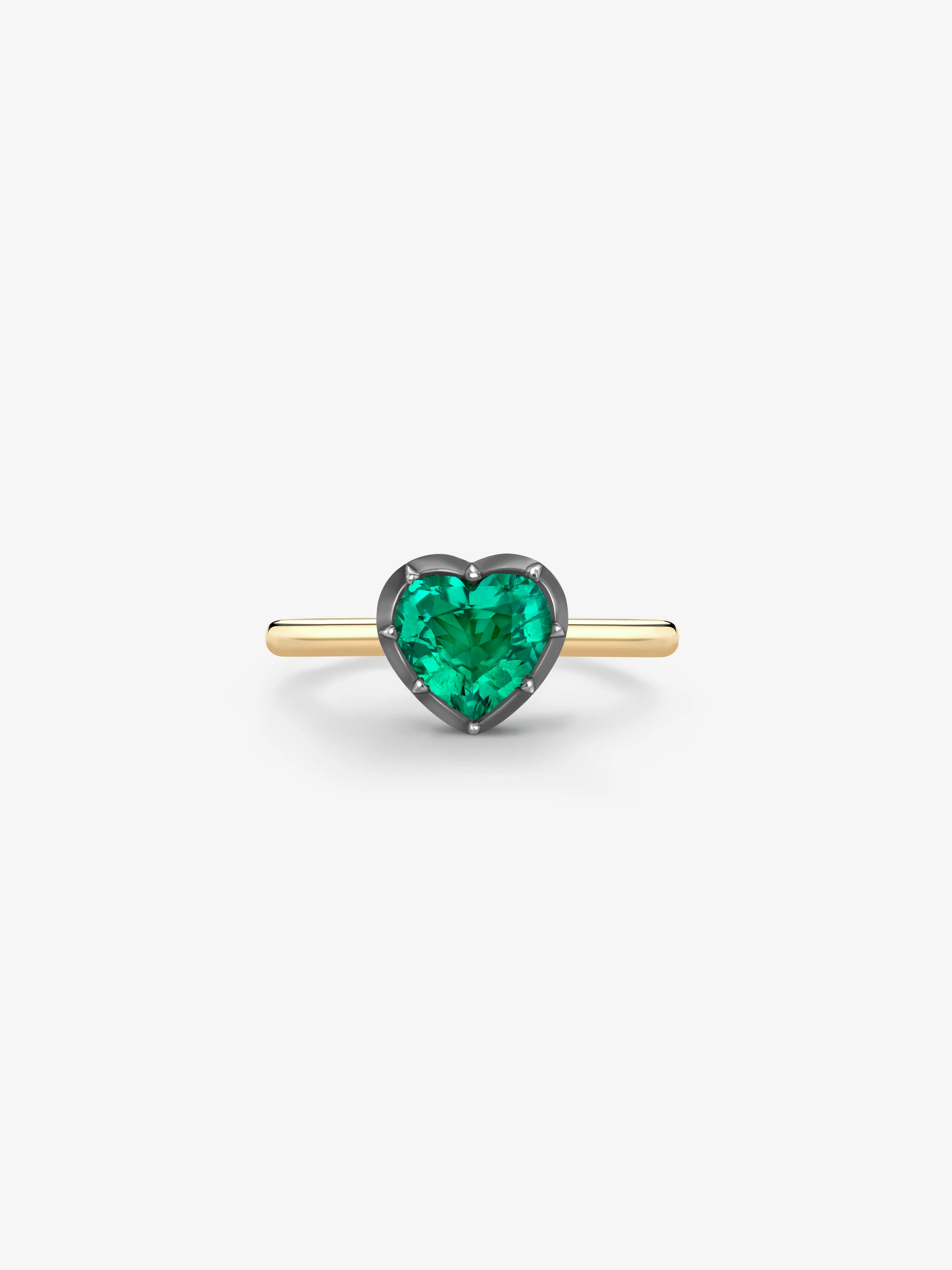 1.34ct Heart-Shaped Emerald Button Back Ring View 1