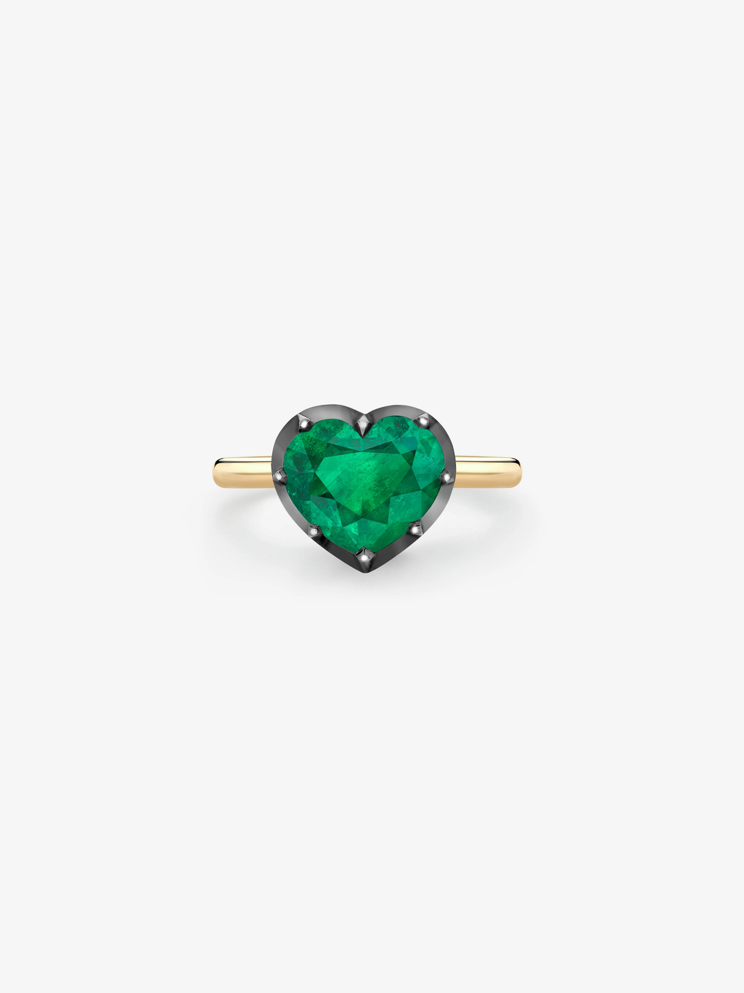 2.65ct Heart-Shaped Emerald Button Back Ring  View 1