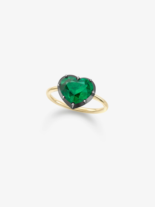 2.65ct Heart-Shaped Emerald Button Back Ring View 2