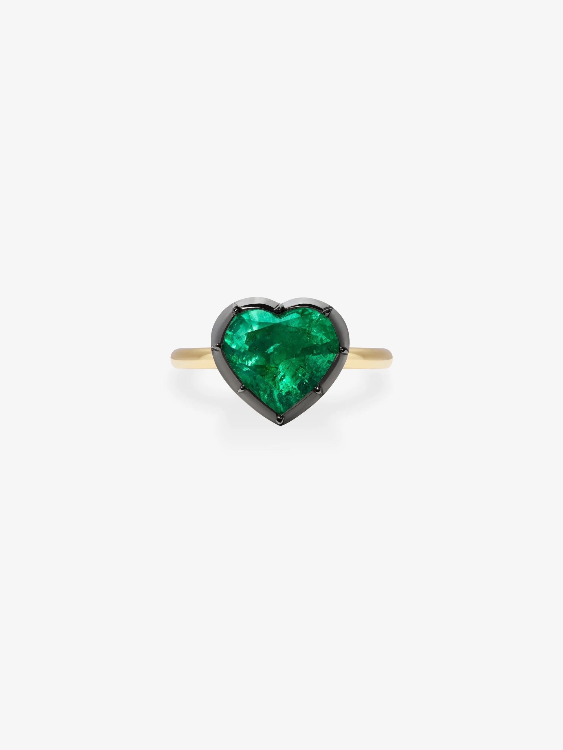 3.35ct Heart-Shaped Emerald Button Back Ring View 1
