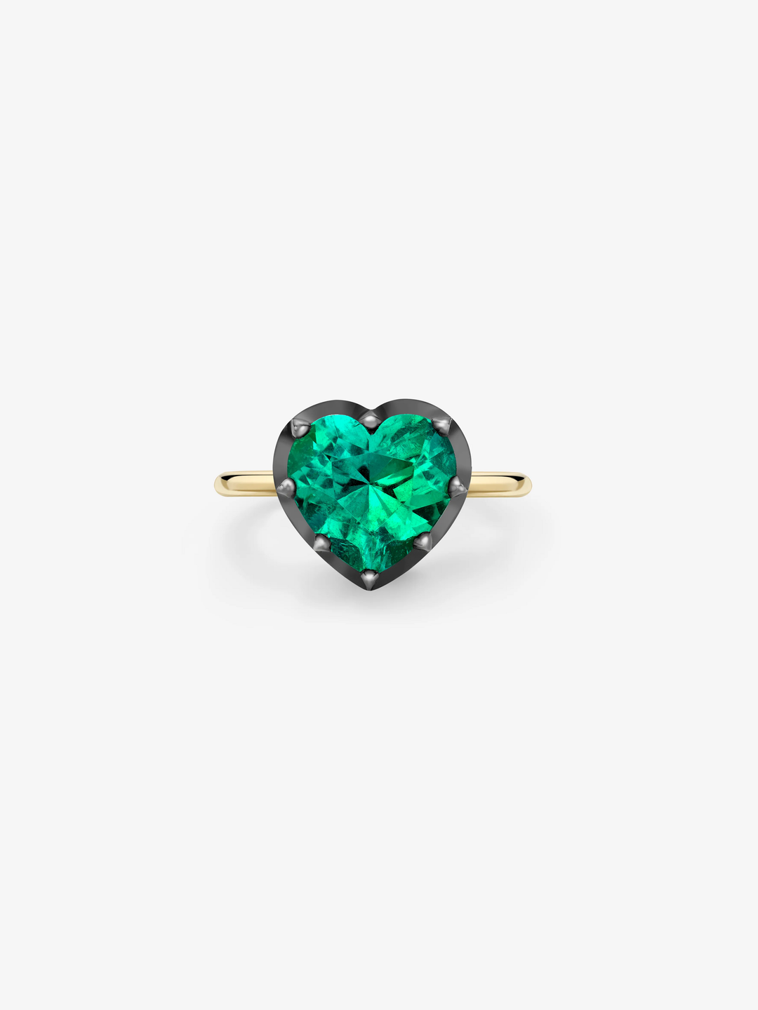 3.80ct Heart-Shaped Emerald Button Back Ring  View 1