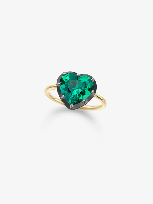 3.80ct Heart-Shaped Emerald Button Back Ring View 4
