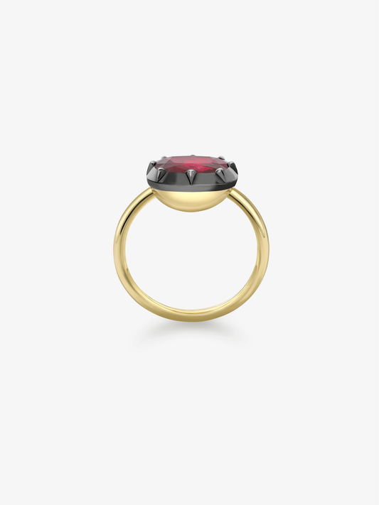 3.06ct East-West Cushion Ruby Button Back Ring View 3
