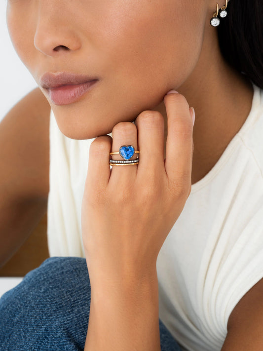 3.17ct Heart-Shaped Sapphire Button Back Ring View 3