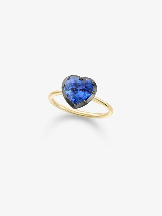 3.17ct Heart-Shaped Sapphire Button Back Ring View 2