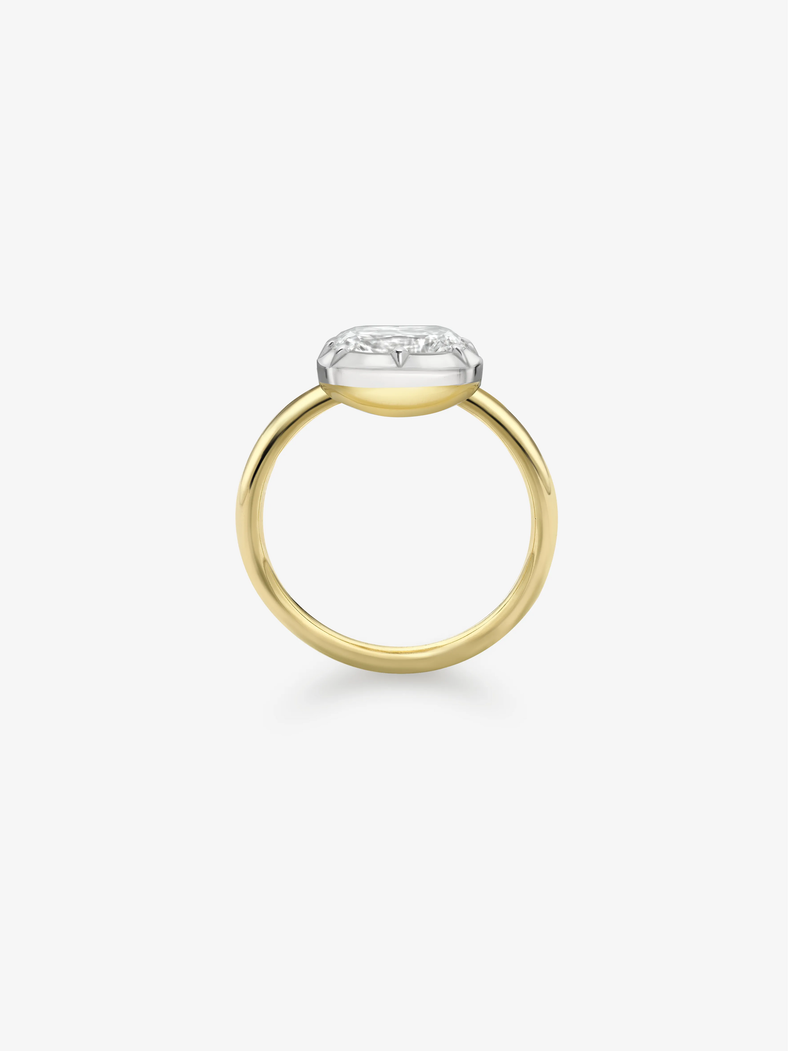 2.01ct East-West Cushion Diamond Button Back Ring View 3