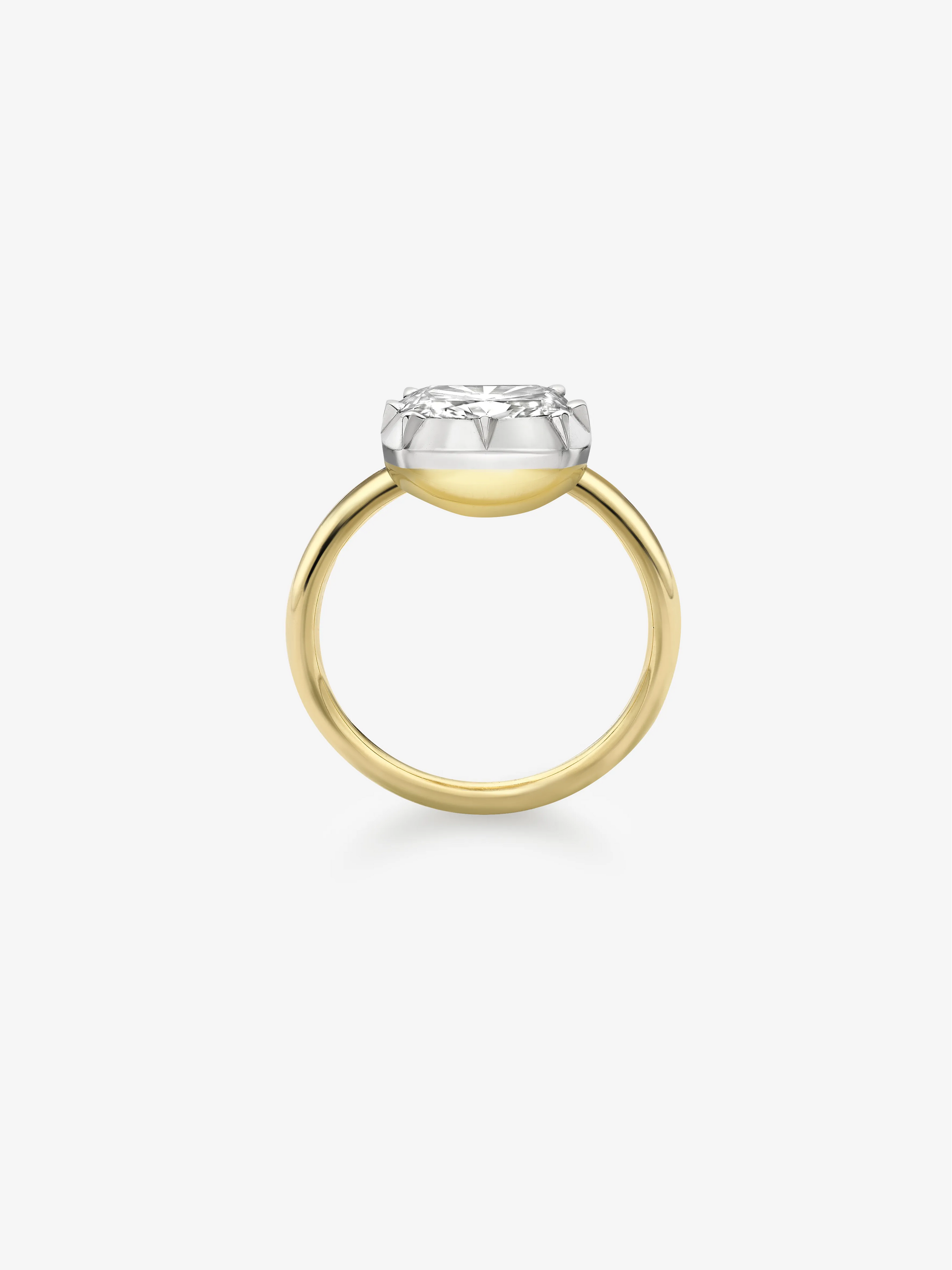 3.06ct East-West Cushion Diamond Button Back Ring View 3