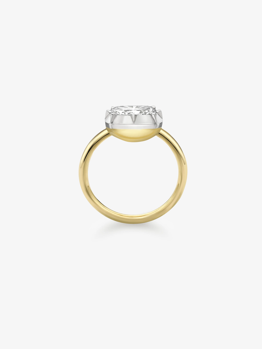 3.06ct East-West Cushion Diamond Button Back Ring View 3