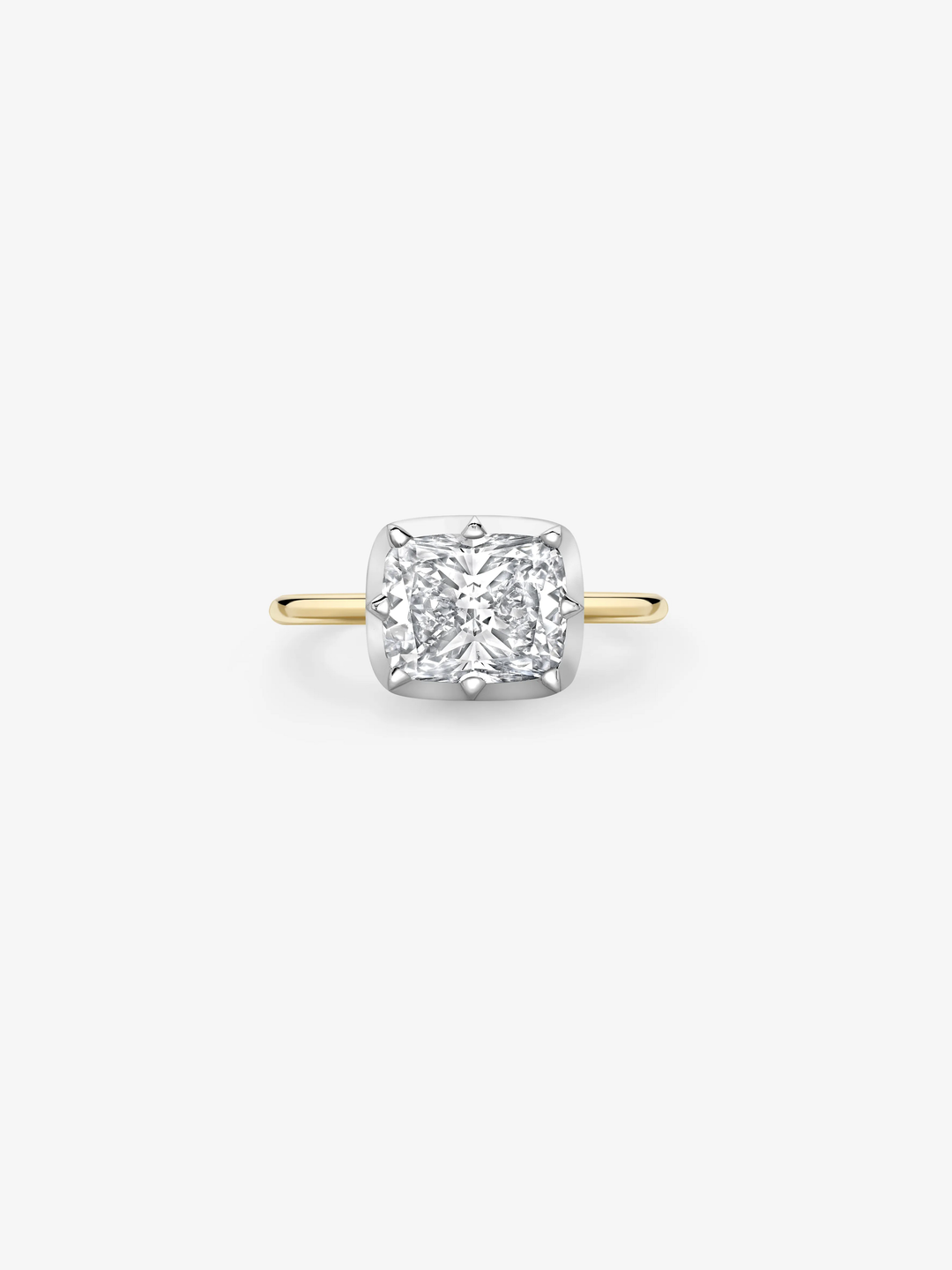 3.06ct East-West Cushion Diamond Button Back Ring  View 1