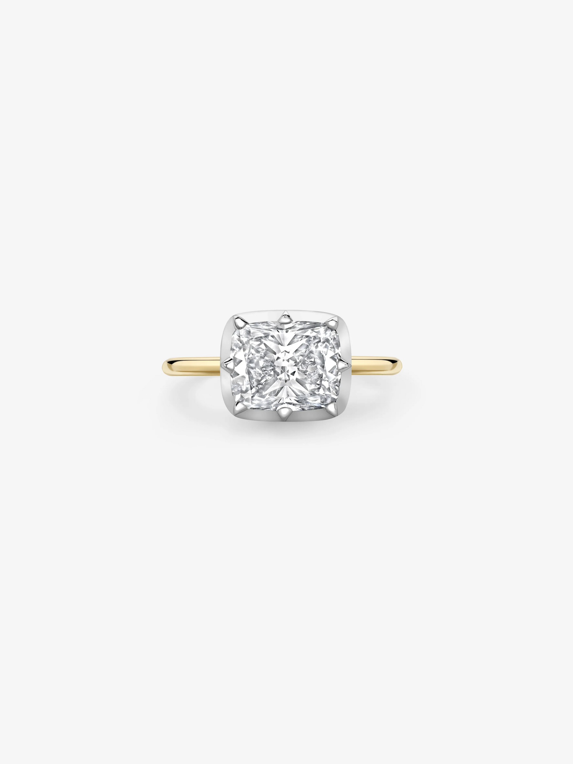 3.06ct East-West Cushion Diamond Button Back Ring View 1