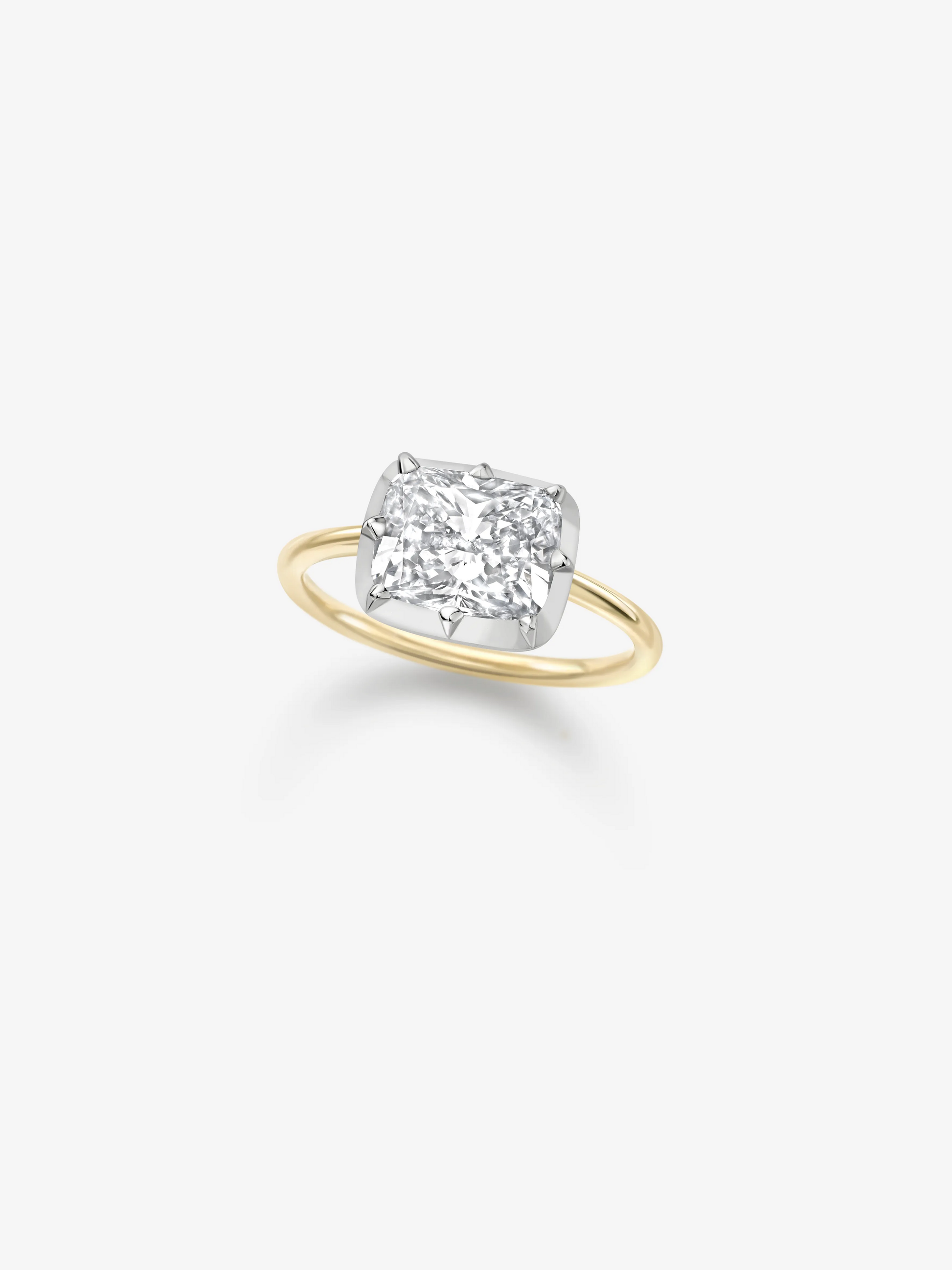 3.06ct East-West Cushion Diamond Button Back Ring View 2