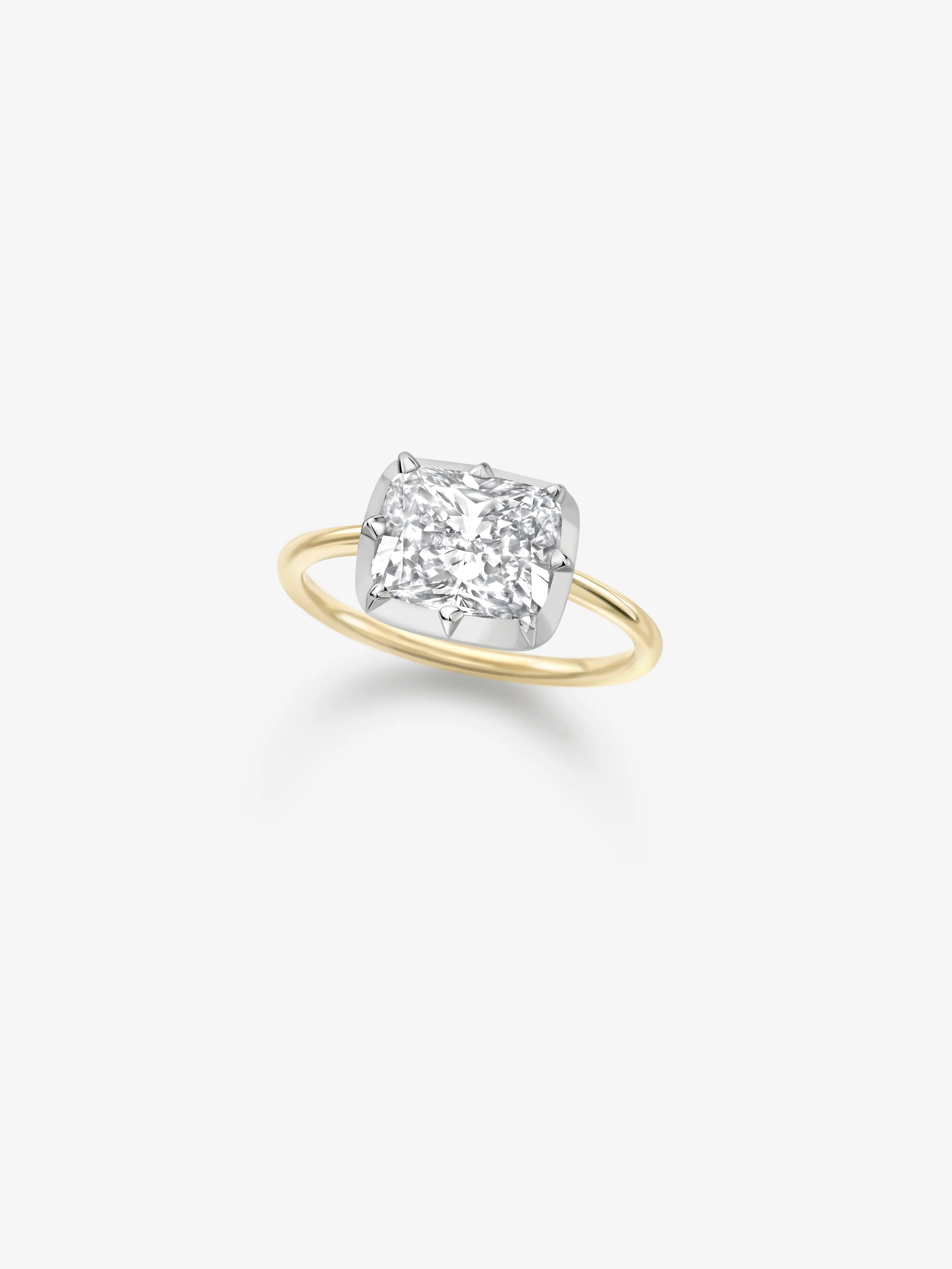 3.06ct East-West Cushion Diamond Button Back Ring View 2