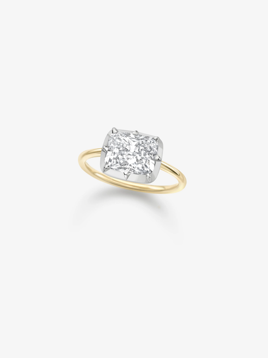 3.06ct East-West Cushion Diamond Button Back Ring View 2