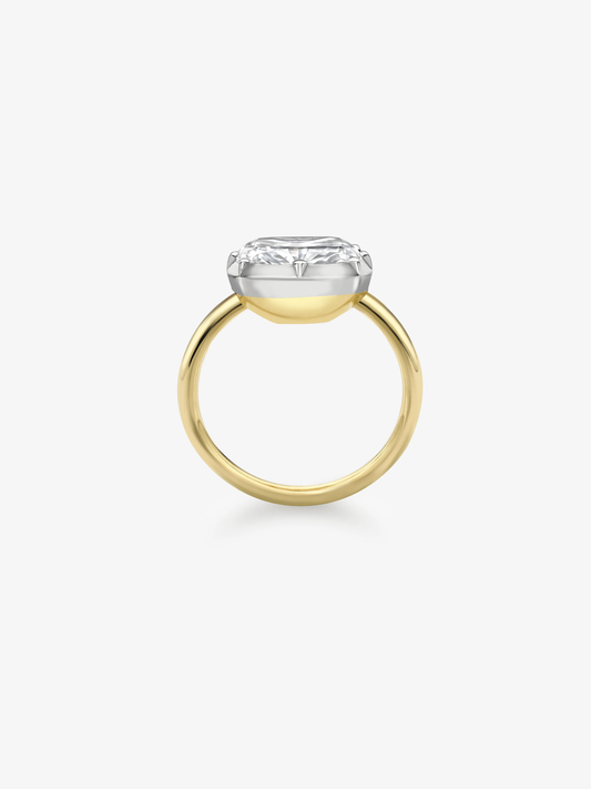 4.04ct East-West Cushion Diamond Button Back Ring View 3