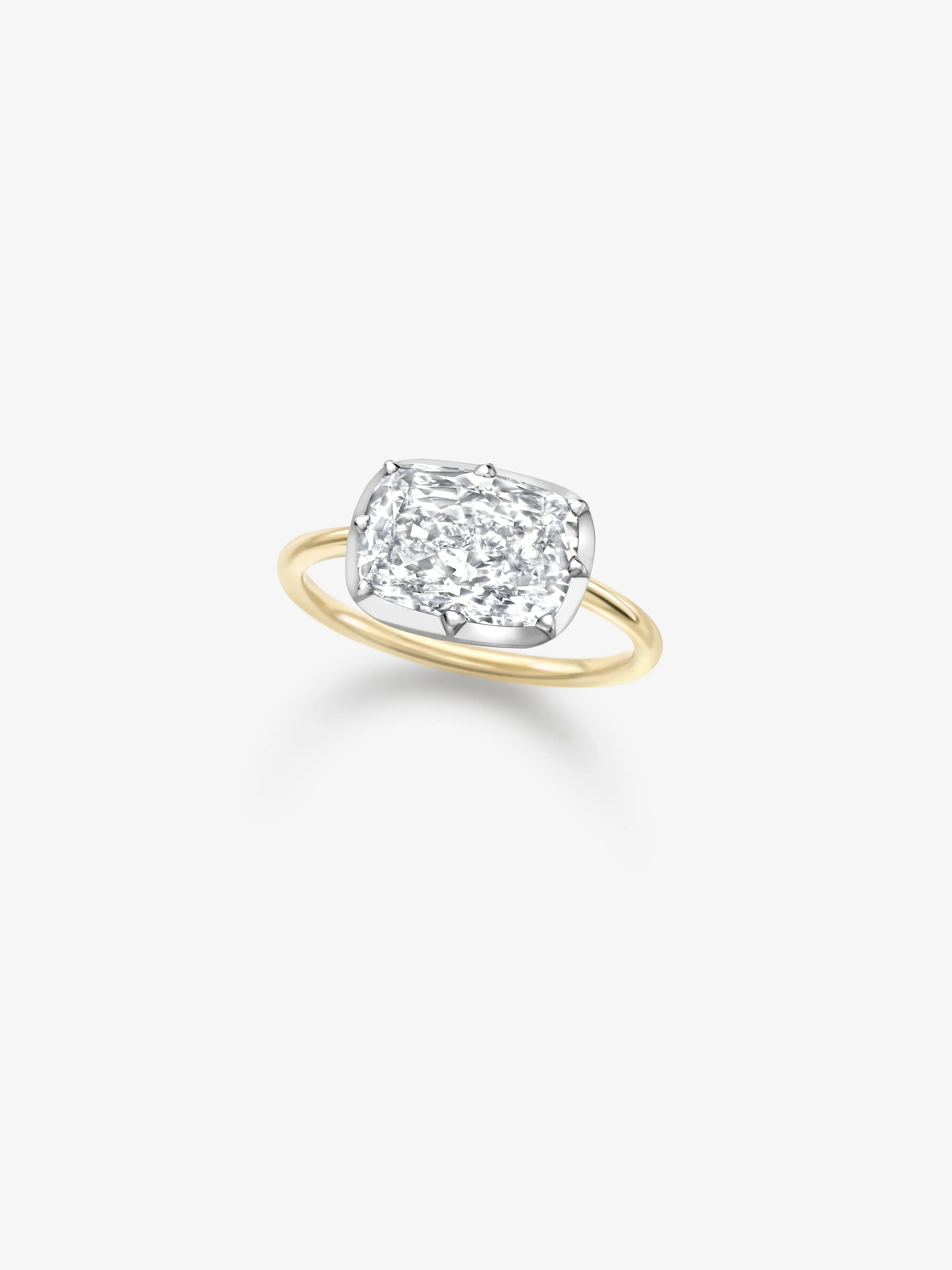 4.04ct East-West Cushion Diamond Button Back Ring View 2