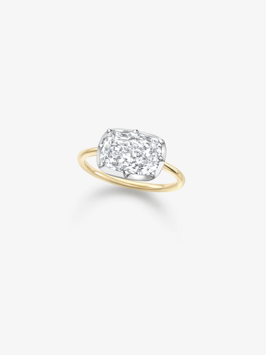 4.04ct East-West Cushion Diamond Button Back Ring View 2