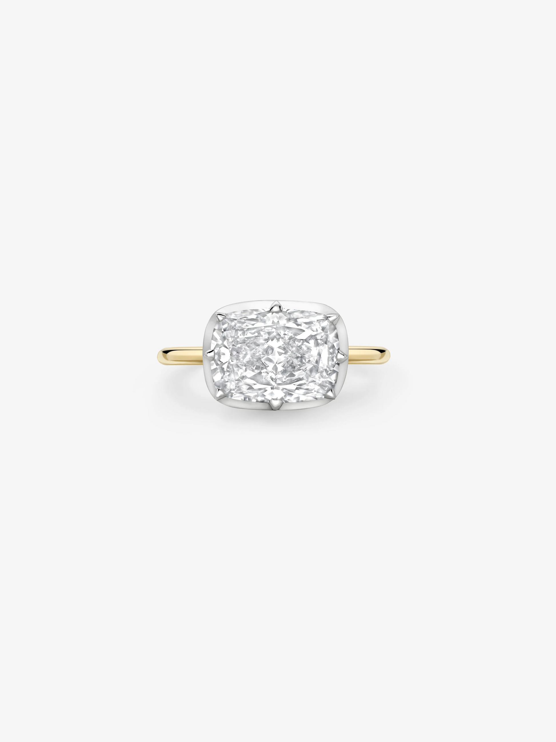 4.04ct East-West Cushion Diamond Button Back Ring View 1