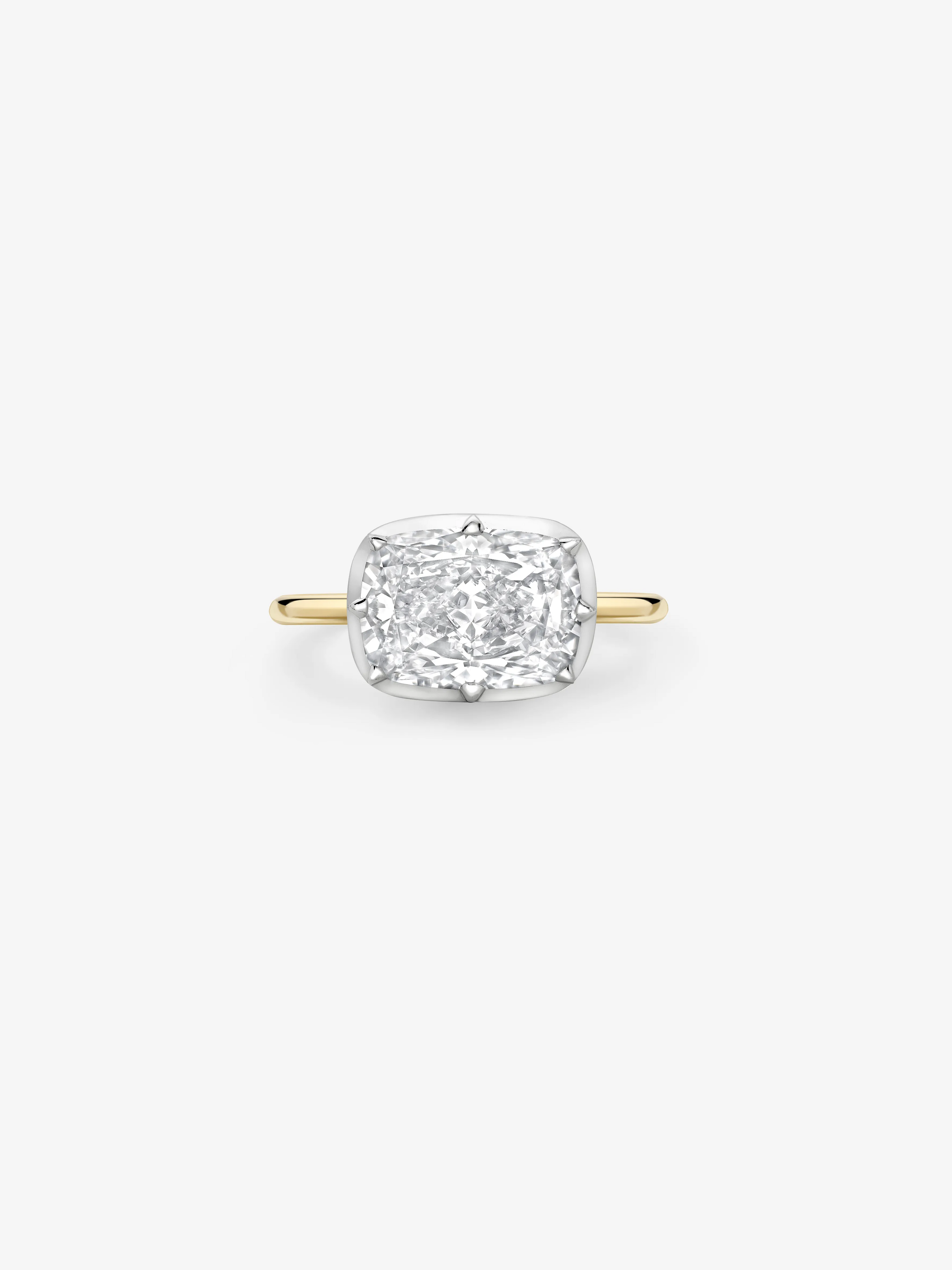 4.04ct East-West Cushion Diamond Button Back Ring View 1