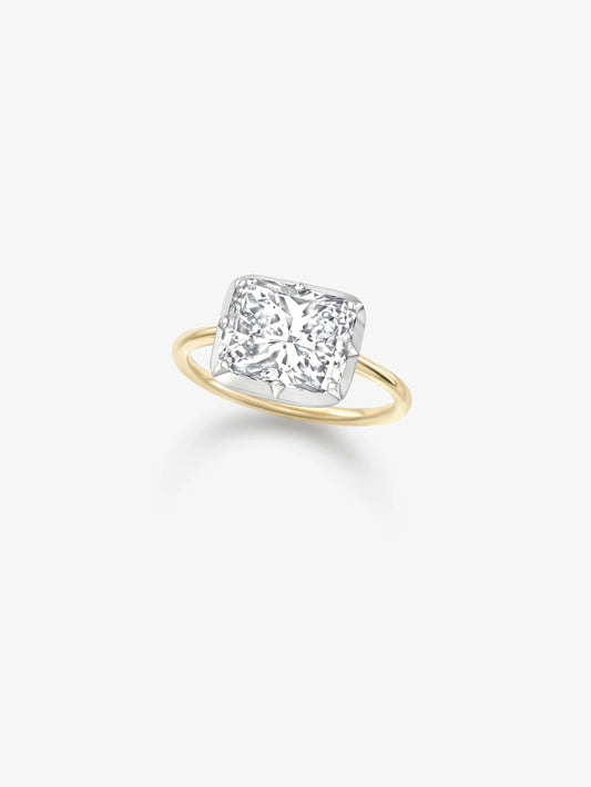 4.23ct East-West Cushion Diamond Button Back Ring View 2