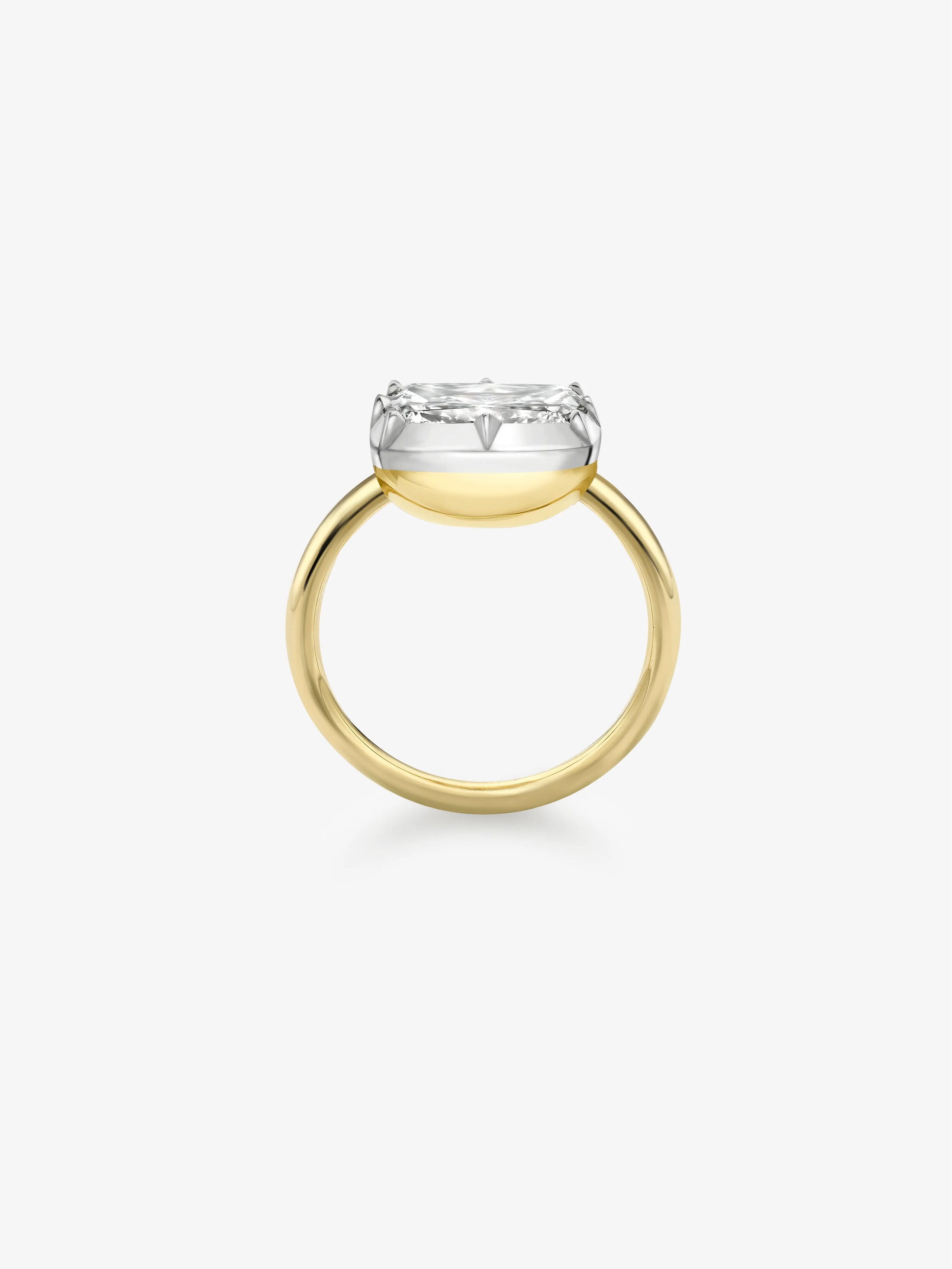 4.23ct East-West Cushion Diamond Button Back Ring View 3
