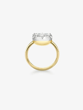 4.23ct East-West Cushion Diamond Button Back Ring