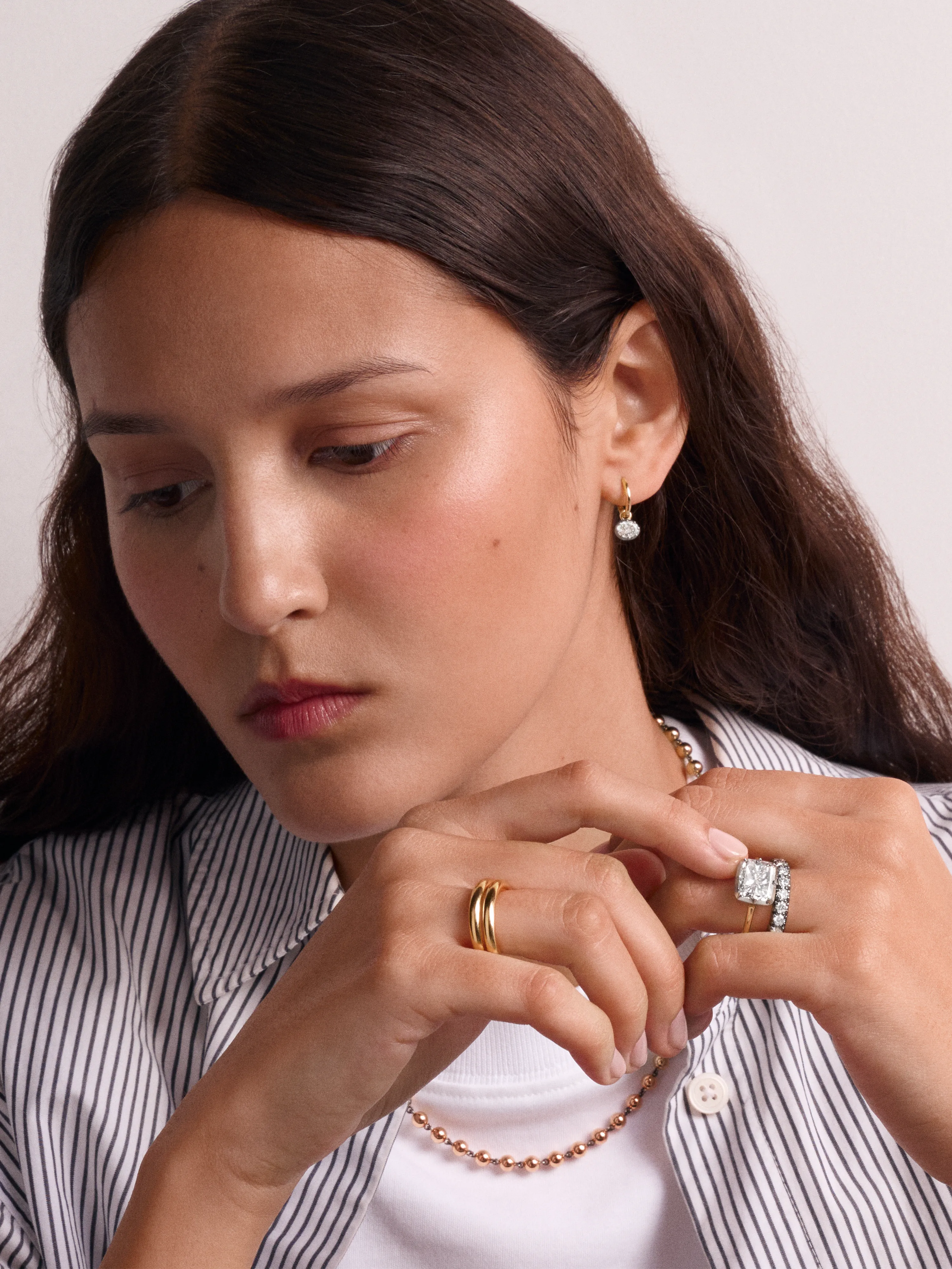 4.23ct East-West Cushion Diamond Button Back Ring View 3