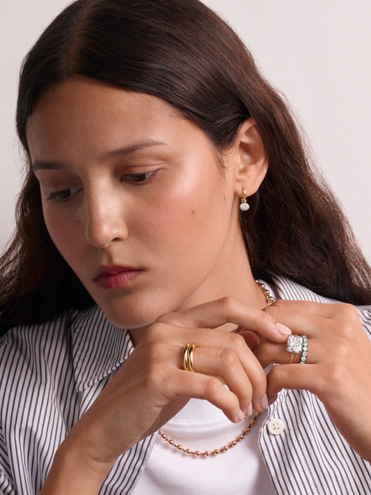 4.23ct East-West Cushion Diamond Button Back Ring View 3