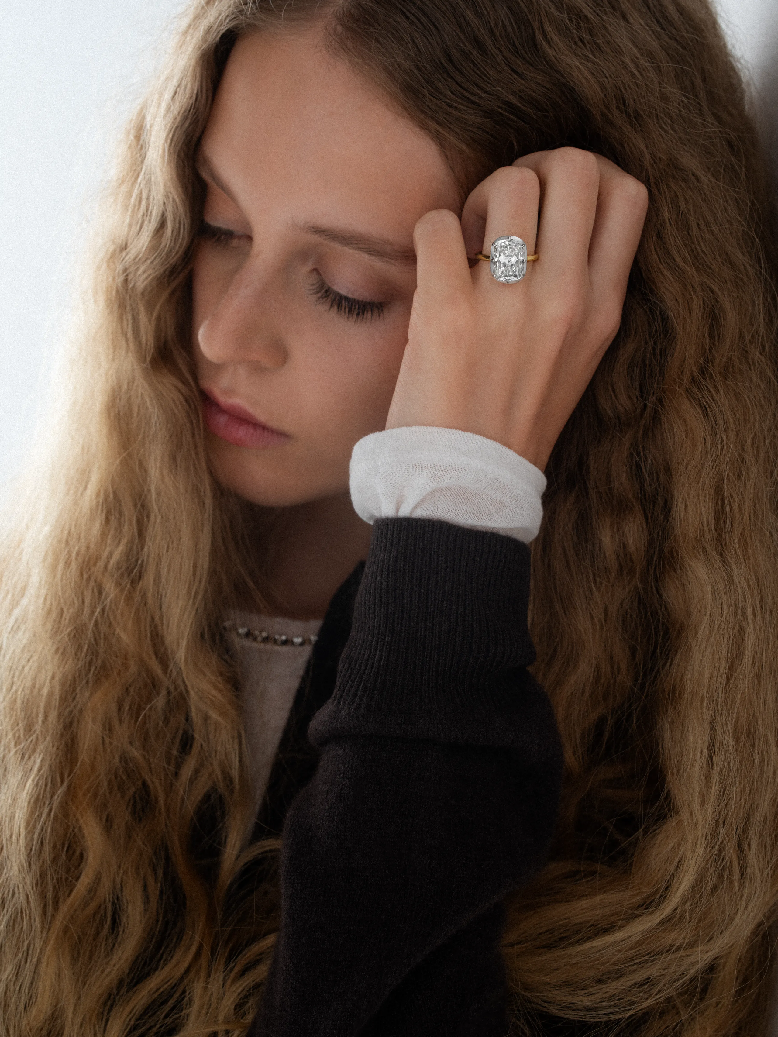 7.01ct Cushion Diamond Button Back Ring View 3