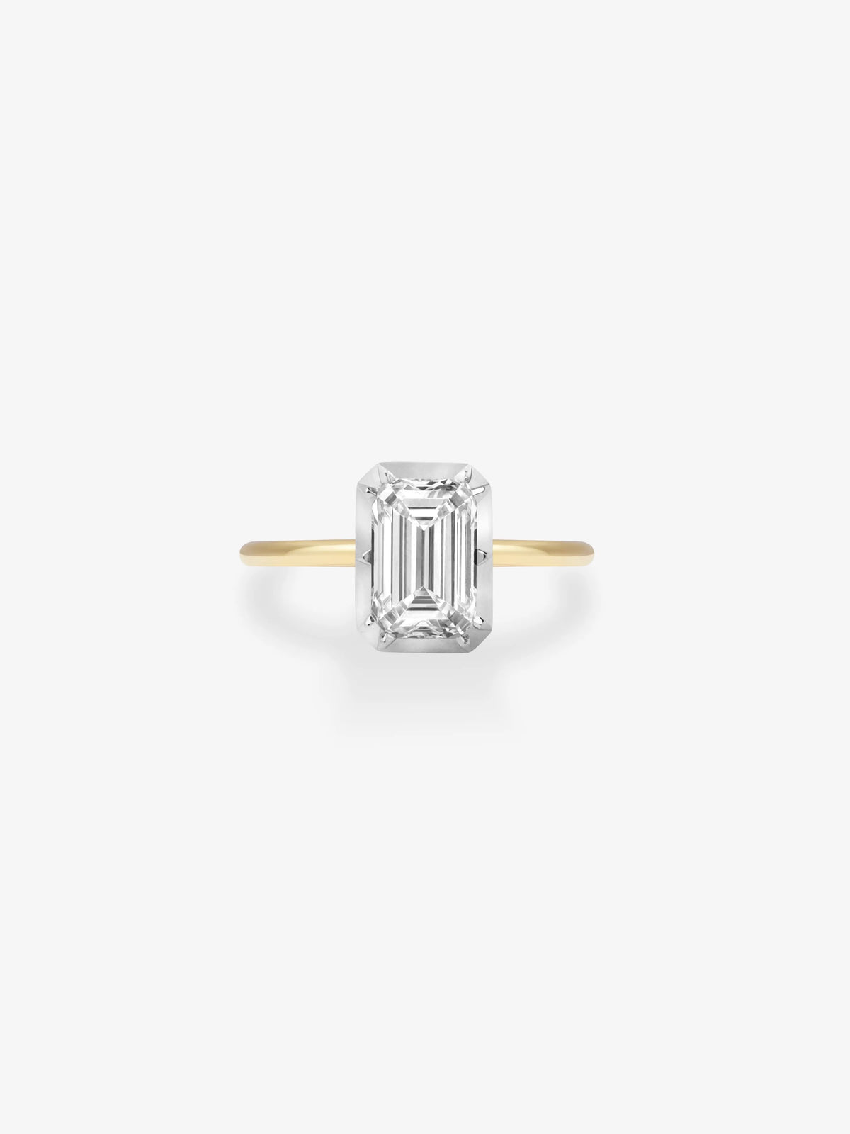 2ct Emerald Cut Diamond & White Gold Button Back Ring | Jessica ...
