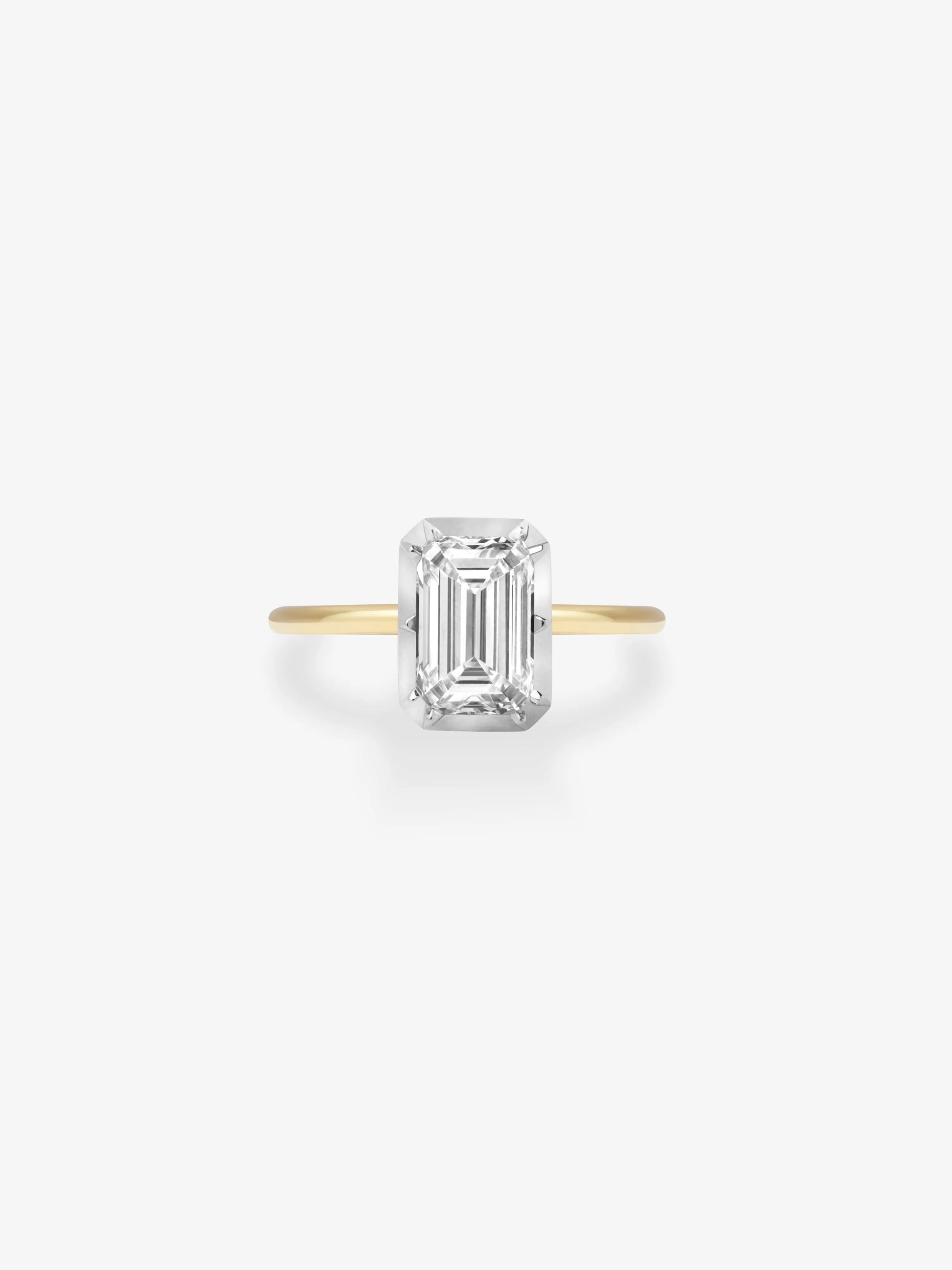 2ct Emerald Cut Diamond & White Gold Button Back Ring View 1