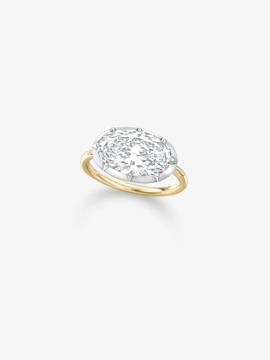 3.51ct East-West Oval Diamond Button Back Ring View 2