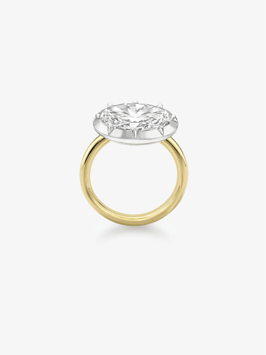 3.51ct East-West Oval Diamond Button Back Ring View 3