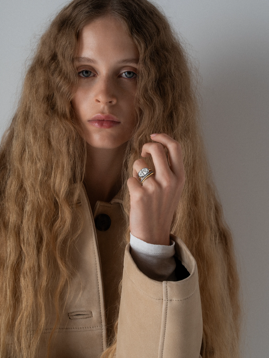 3.51ct East-West Oval Diamond Button Back Ring View 3