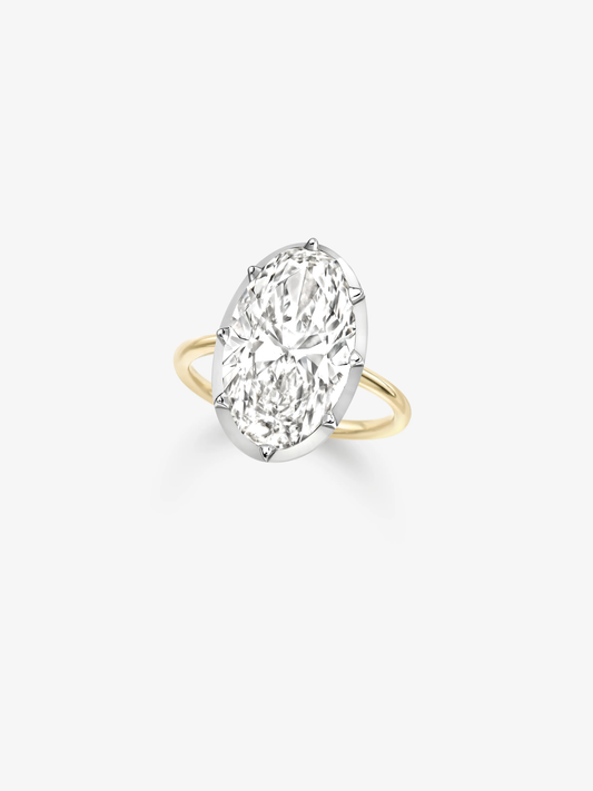 8.08ct Oval Diamond & White Gold Button Back Ring View 2