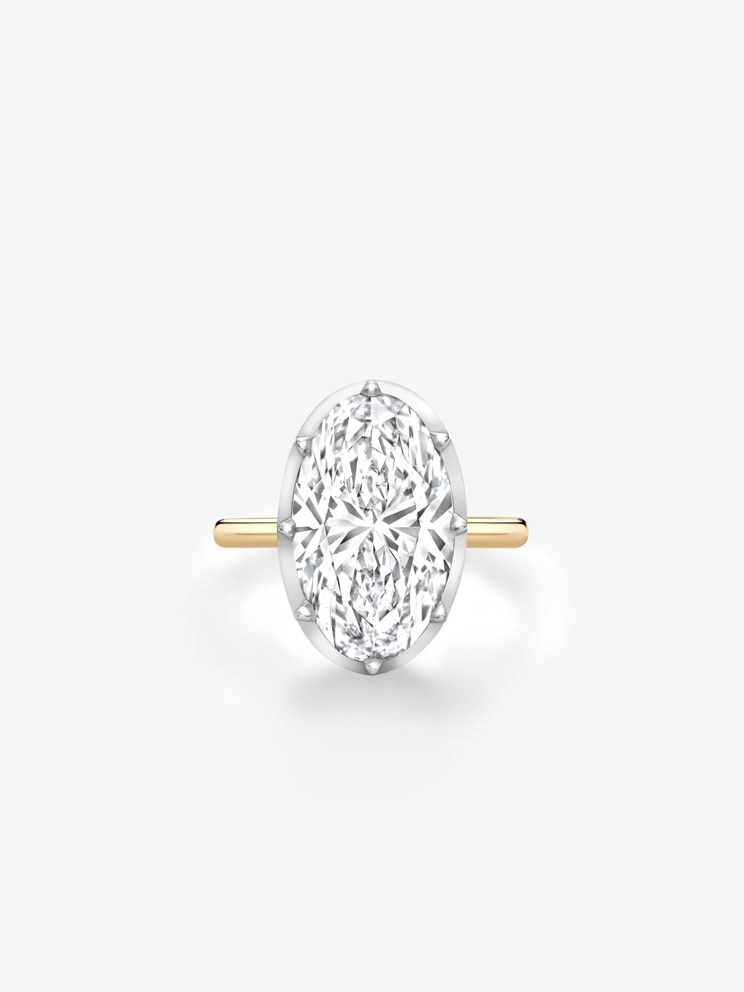8.08ct Oval Diamond & White Gold Button Back Ring  View 1