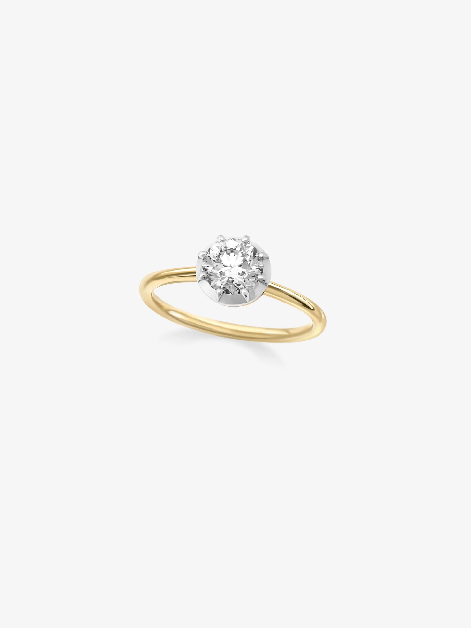 1ct Diamond & White Gold Button Back Ring View 2