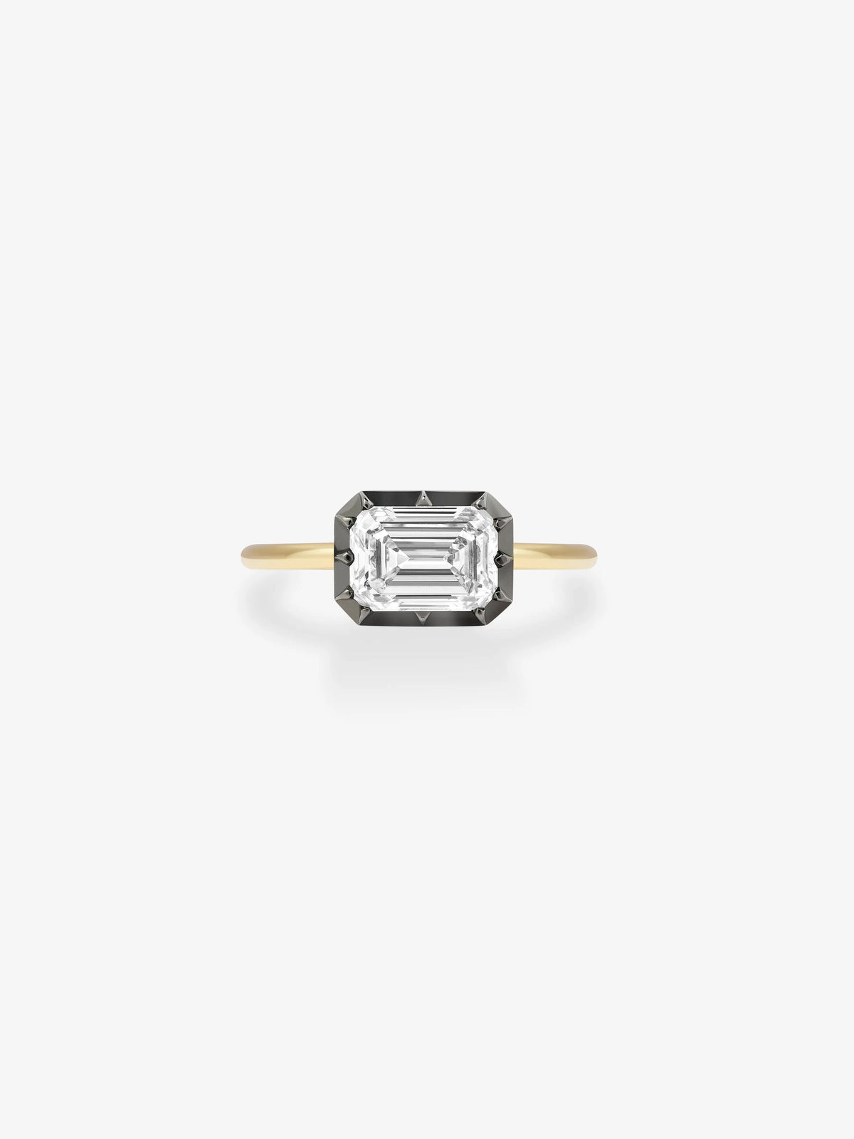 1.50ct East-West Emerald Cut Diamond Button Back Ring | Jessica ...