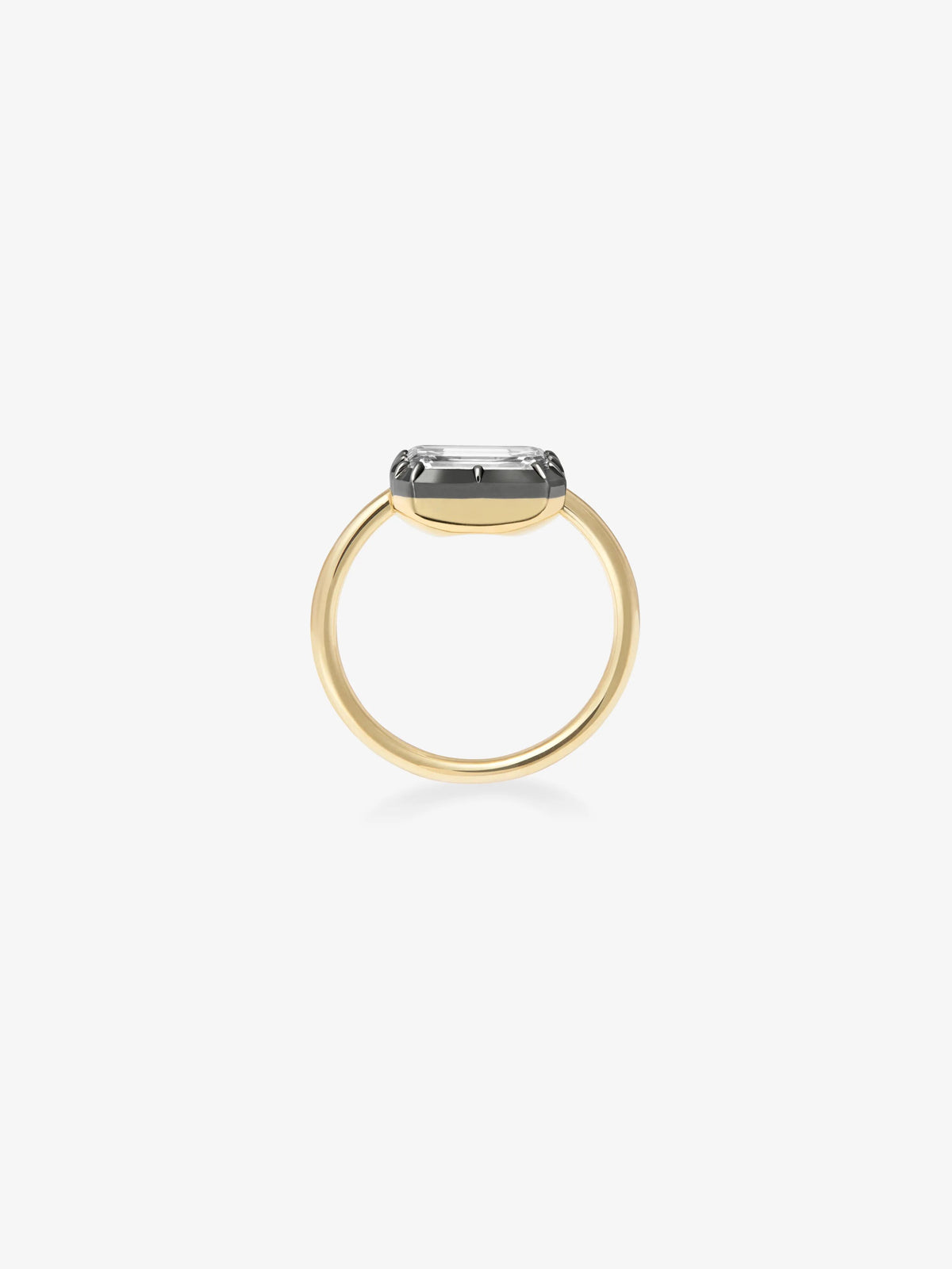 Win Back Ring 2ct East-West Emerald Cut Diamond Button Back Ring – Jessica McCormack UK