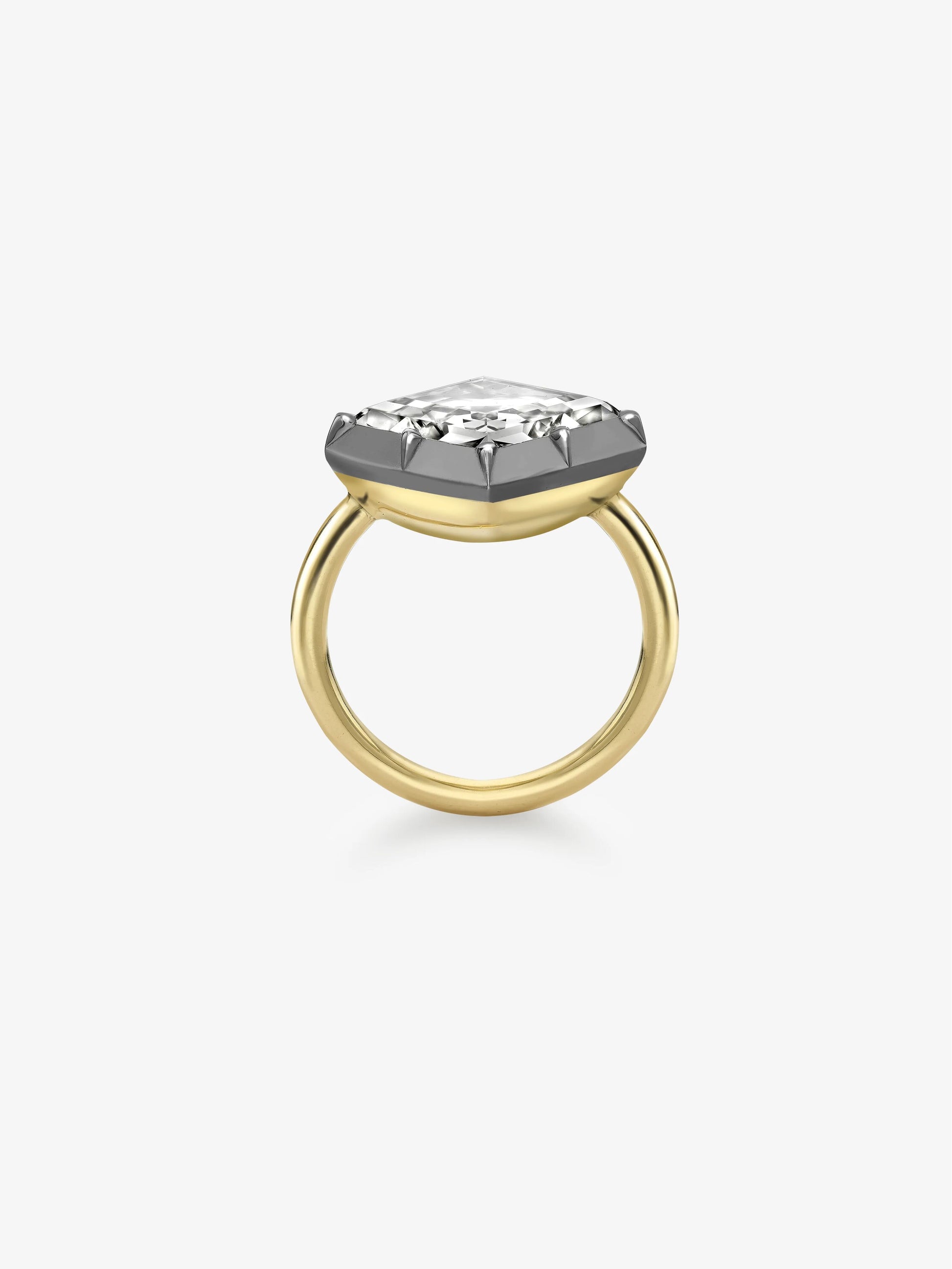 3.02ct East-West Lozenge Diamond Button Back Ring View 4