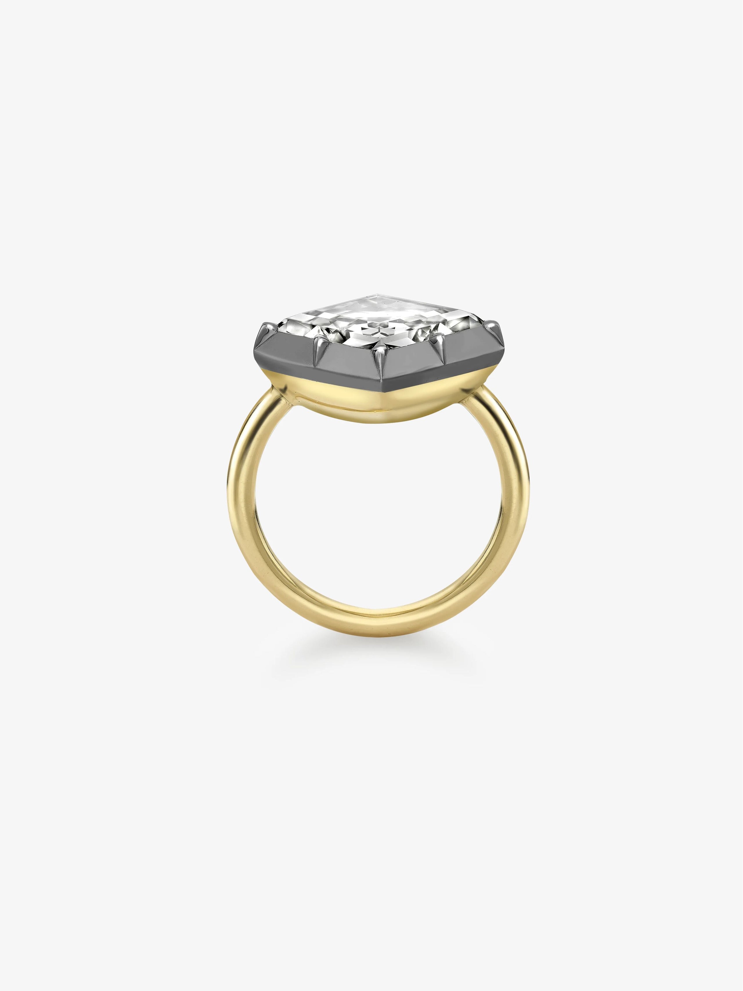3.02ct East-West Lozenge Diamond Button Back Ring View 4