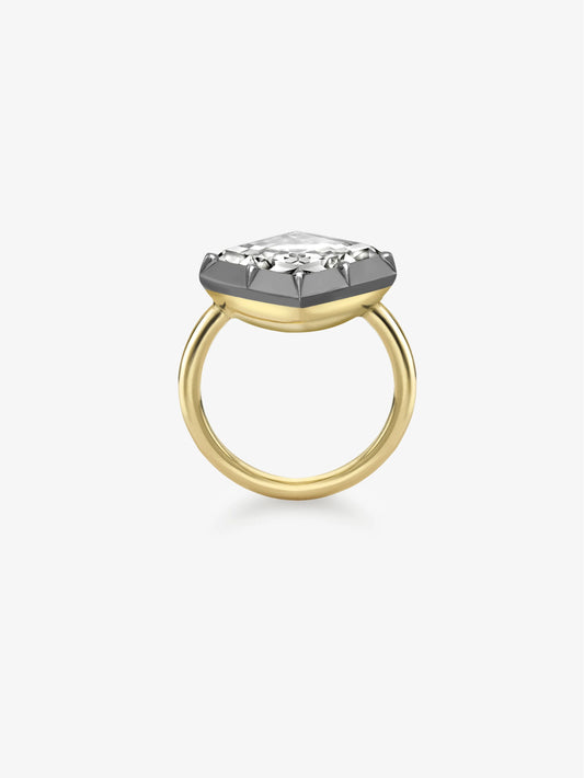 3.02ct East-West Lozenge Diamond Button Back Ring View 4