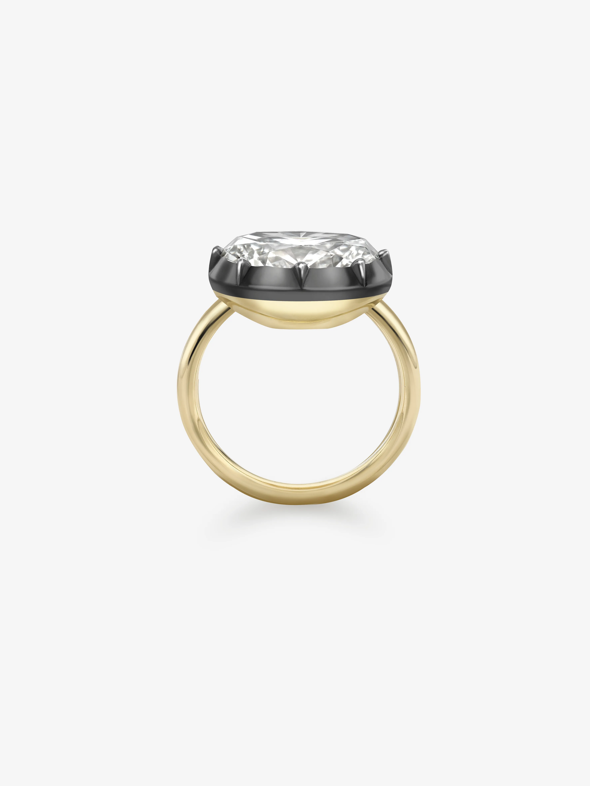 5.01ct East-West Oval Diamond Button Back Ring View 3