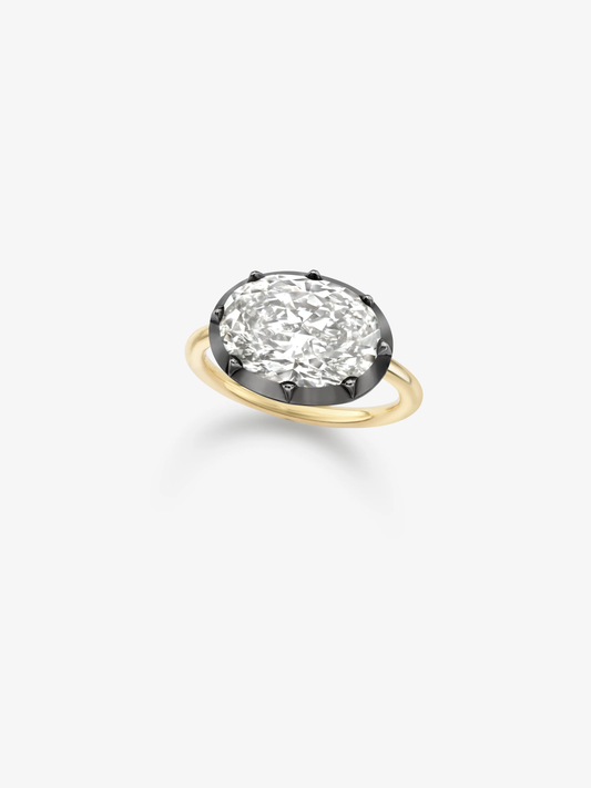5.01ct East-West Oval Diamond Button Back Ring View 2