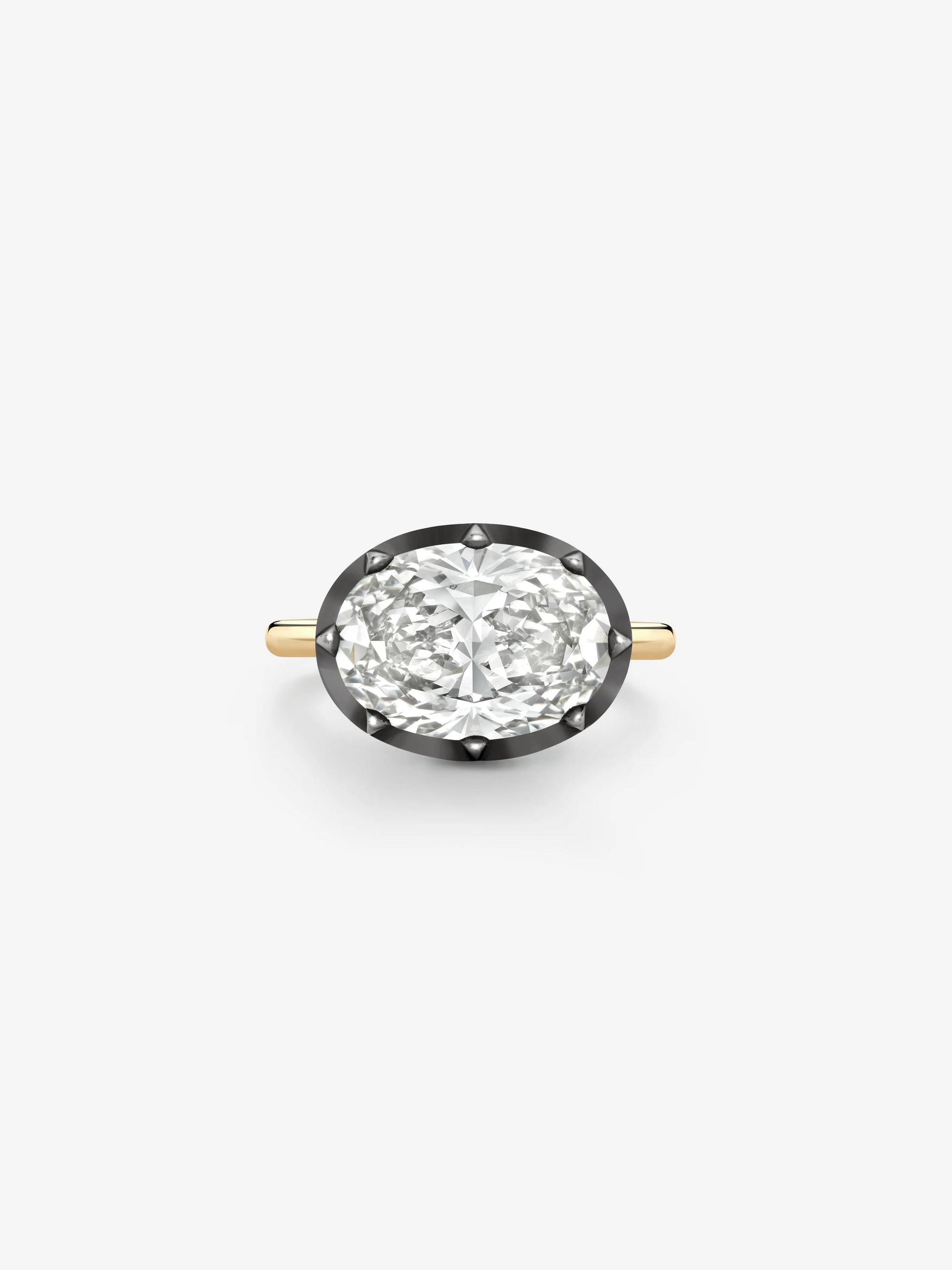 5.01ct East-West Oval Diamond Button Back Ring View 1