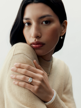 5.01ct East-West Oval Diamond Button Back Ring