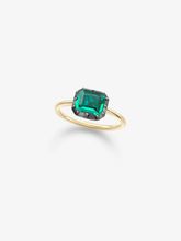 1.39ct East-West Emerald Cut Emerald Button Back Ring